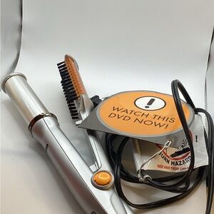 Instyler Rotating Silver and Orange Hair Styling Tool nwt